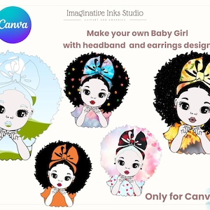 Messy Bun frame Make your own Baby girl Canva frame bundle Drag and drop Sublimation design Headband PNG SVG Summer Girl life