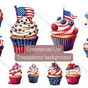 Patriotic Cupcake Clipart PNG Transparent Background Independence Day ...