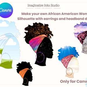 Messy Bun frame Make your own African American women Canva frame bundle Drag and drop Sublimation design Silhouette PNG SVG Summer Mom life