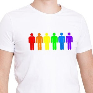 Male icon in rainbow colours Adult t shirt fetish kinky slogan PRIDE