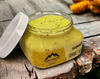 Turmeric Body Scrub | Natural Exfoliating Sugar Scrub | Skin Glow & Brightening Scrub | Deep Cleaning