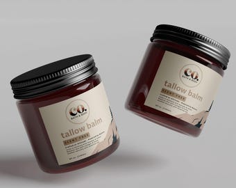 Pure Tallow Balm with Honey & Beeswax | Deep Hydration Collagen Cream | Colorado Natural Moisturizer 4oz / 8oz