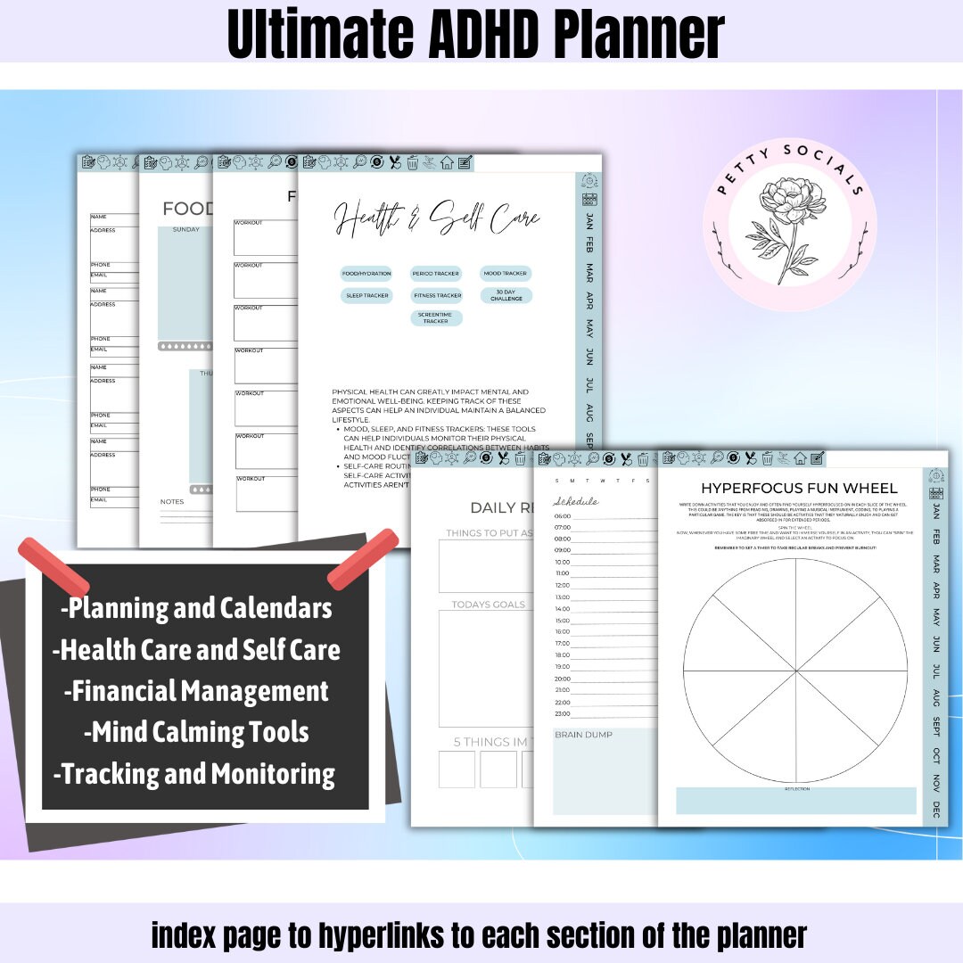 Ultimate ADHD Planner, Floral Digital Planner, Adhd Digital Planner ...