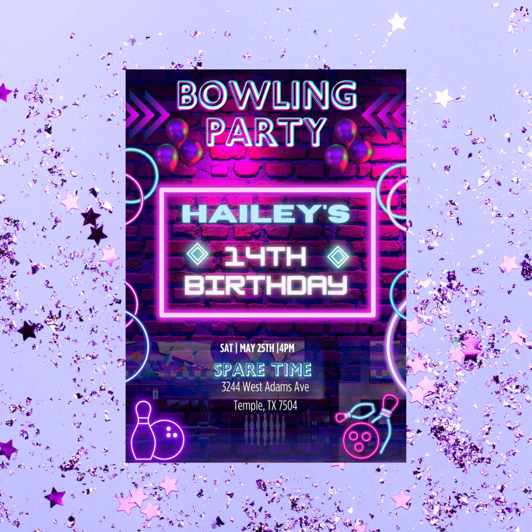 Editable Birthday Bowling Template, Printable Birthday Template ...