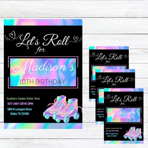 Roller Skate Invitation Template, Roller Skate Party Invitation, Birthday Invitation Template, Birthday Invitation Editable