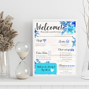 Airbnb Welcome Sign, Editable Airbnb Sign, Guest Check-in Guide, Airbnb Host Welcome Sign