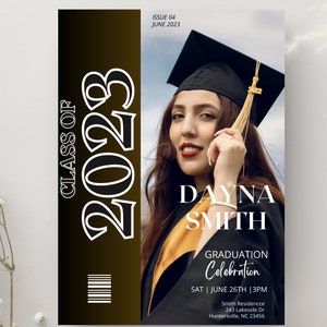 Magazine Cover Graduation Flyer Template, Graduation Invitation Template, Editable Graduation Template, Magazine Template