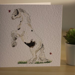 Crianza de diseño de caballo gitano Cob, hecho a mano, tarjeta de felicitación en blanco