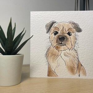 Cartoon Scruffy Terrier Design, handgemachte Grußkarte
