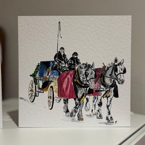 Percheron Kutsche Fahrt, handgemachte leere Karte