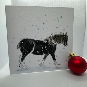 Shire Prints en la nieve, tarjeta de felicitación de invierno de Heavy Horse