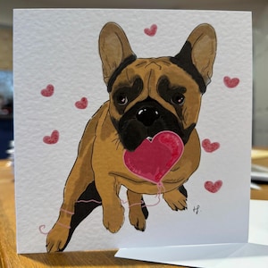 Tarjeta de felicitación en blanco con diseño de bulldog francés 'Frenchie'