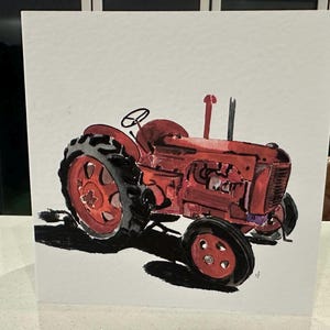 Trator Vintage, Feito à mão, Cartão de felicitações em branco