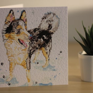 Cartão de felicitações em branco com design de Snow Collie