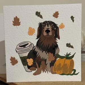 Design Pupkin Spice Latte, carte de voeux vierge faite main