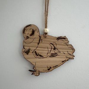Silkie Hen Wooden Hanging Decoration