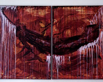 Dragon's Lair - ORIGINAL HANDMADE Abstract Painting, Modern Art, Acrylic Blue Aquamarine Gold, Wall Art, Peinture sur toile, Prêt à accrocher