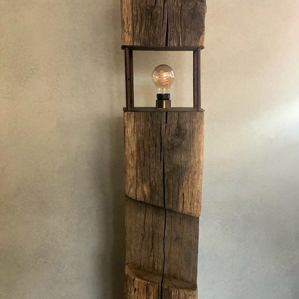 Reclaimed wood floor lamp