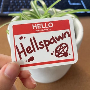 Adesivo de identificação Hellspawn com pentagrama para scrapbooking, presente ou uso com orgulho - para ateus satanistas ou fãs de "Veni Vidi Peccavi"