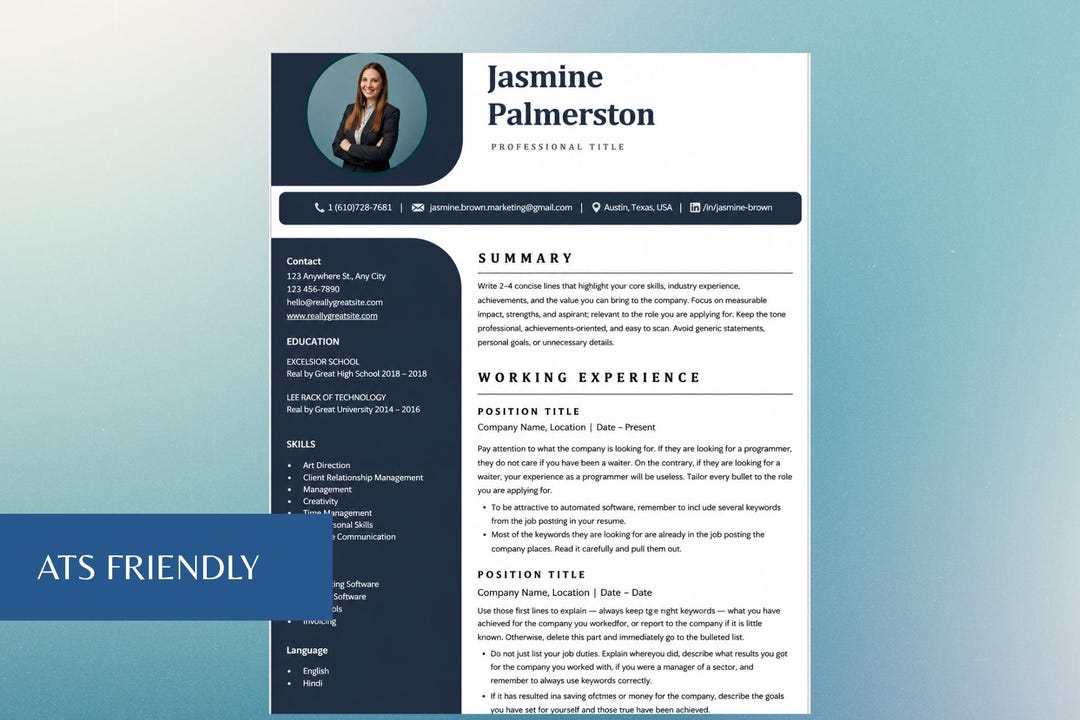 ATS Friendly Resume Template | Modern Professional CV (canva, Word)-10 ...