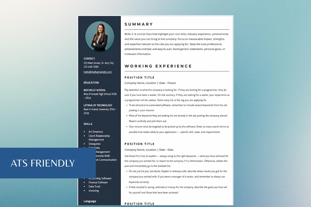 ATS Friendly Resume Template | Modern Professional CV (canva, Word)-10 ...