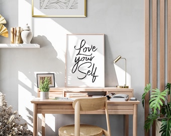 Ermächtigende Selbstliebe Poster, Liebe Dich selbst, Positive tägliche Erinnerung Kunst, Studentenwohnheim Motivation Kunst
