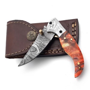 Handmade Damascus Steel Folding Blade Knife (damascus Steel Handle) - Etsy