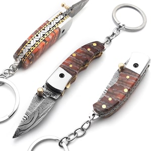 Handmade Damascus Steel Folding Blade Knife (Damascus Steel Handle)