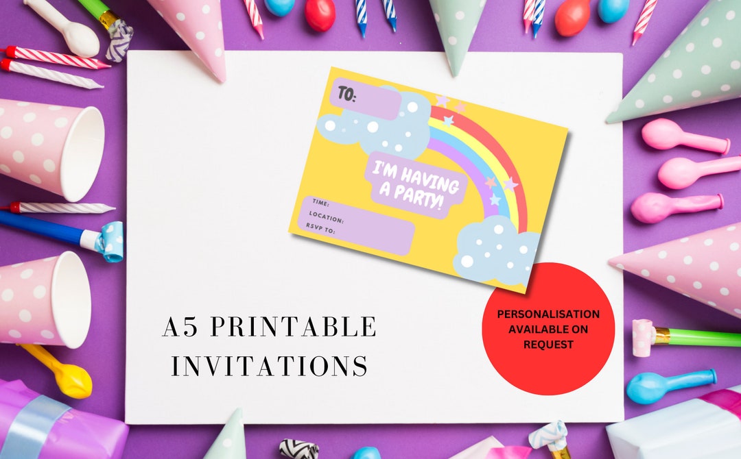 Create Printable Party Invitations PRINTABLE PARTY INVITATIONS - Etsy