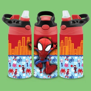 Gráfico DIY Spidey Tumbler - Diseño de sublimación colorido para niños 12oz Flip Top, Descarga digital, Regalo perfecto para jóvenes fanáticos de los superhéroes