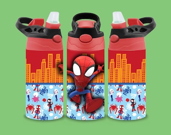 Gráfico DIY Spidey Tumbler - Diseño de sublimación colorido para niños 12oz Flip Top, Descarga digital, Regalo perfecto para jóvenes fanáticos de los superhéroes