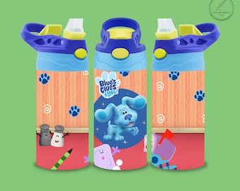 Blue's Clues Digital Tumbler Wrap - Sublimation Template for 12oz Kids Flip Top Cup - Creative DIY Gift for Kids
