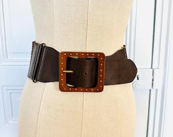 MaxMara Woven Leather Belt in Chestnut Brown with Silver Buckle. VINTAGE Max Mara Woven Leather Belt, Silver Buckle, Bohemian  main image 4