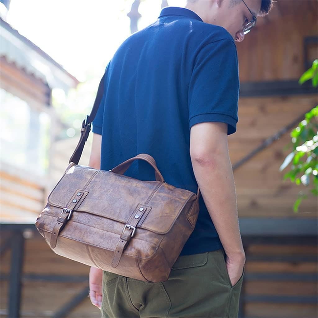 Vintage Men's Shoulder Bag Leather Messenger Bag Brown Etsy