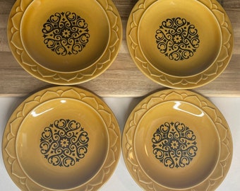Vintage Seville Side Plates Set | Goldon Yellow Boho Decor (Set of 4)