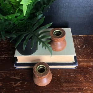 Kaarsenhouders/paar/teak kandelaars/Mid Century moderne Deense moderne Holline handgemaakt in Denemarken