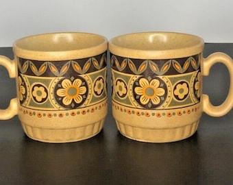 Anthropologie/Bohemian Style Vintage Floral Mugs E.I.T. Ltd England Set of 4