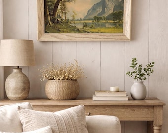 Albert Bierstadt Yosemite Tonalist Mountains 19x15 Framed Print Lithograph Vintage