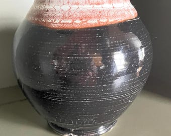 Fine Art Studio Pottery Vase/Vessel by Ray Foster Black Glazed Pottery