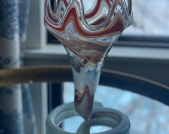VTG MCM Murano Style Hand Blown Art Style Vase with Swirled Bottom Base