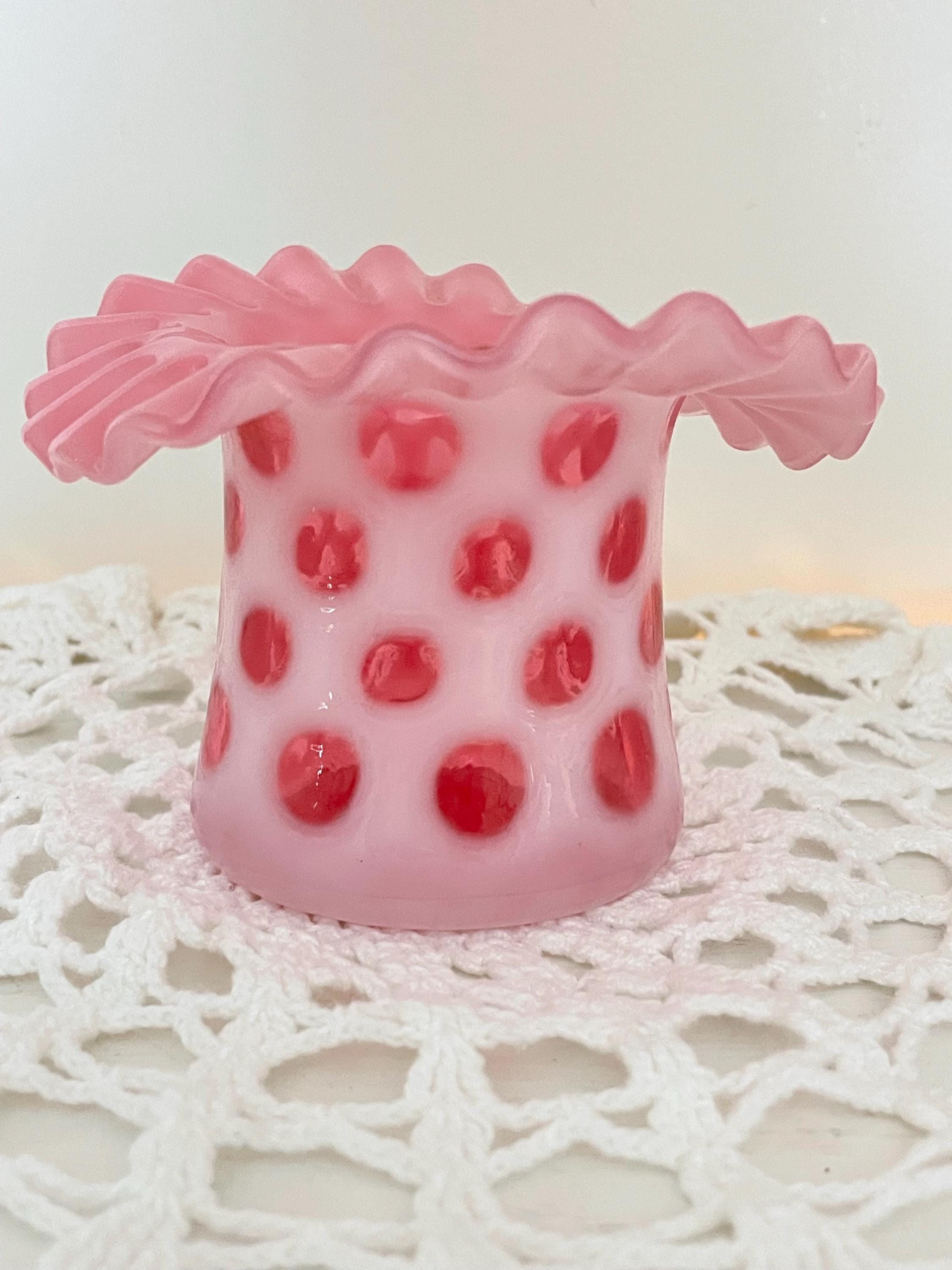 Fenton Cranberry Opalescent Coin Dot Vase - Etsy