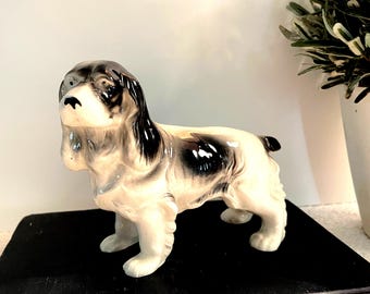 Vintage Porcelain Springer Spaniel Dog Figurine Glazed 1964 Japan |Spaniel Lover's Gift