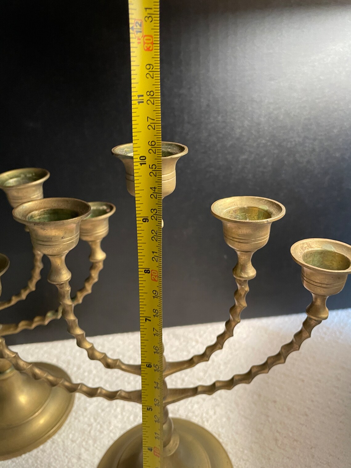 Antique Brass Candelabra Set of 2 Twisted Brass With 5 Holders Each Midcentury Modern Etsy