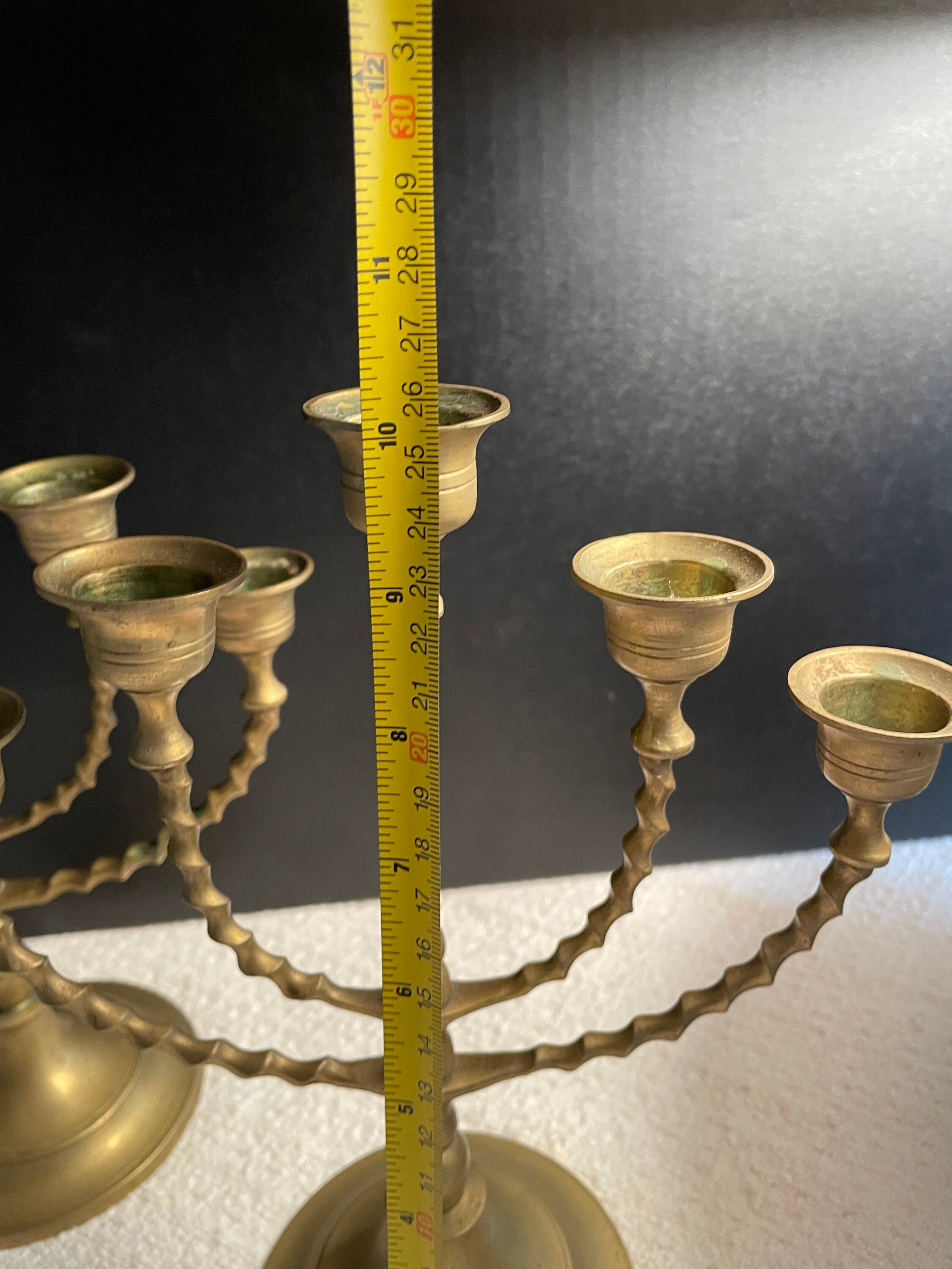 Antique Brass Candelabra Set of 2 Twisted Brass With 5 Holders Each