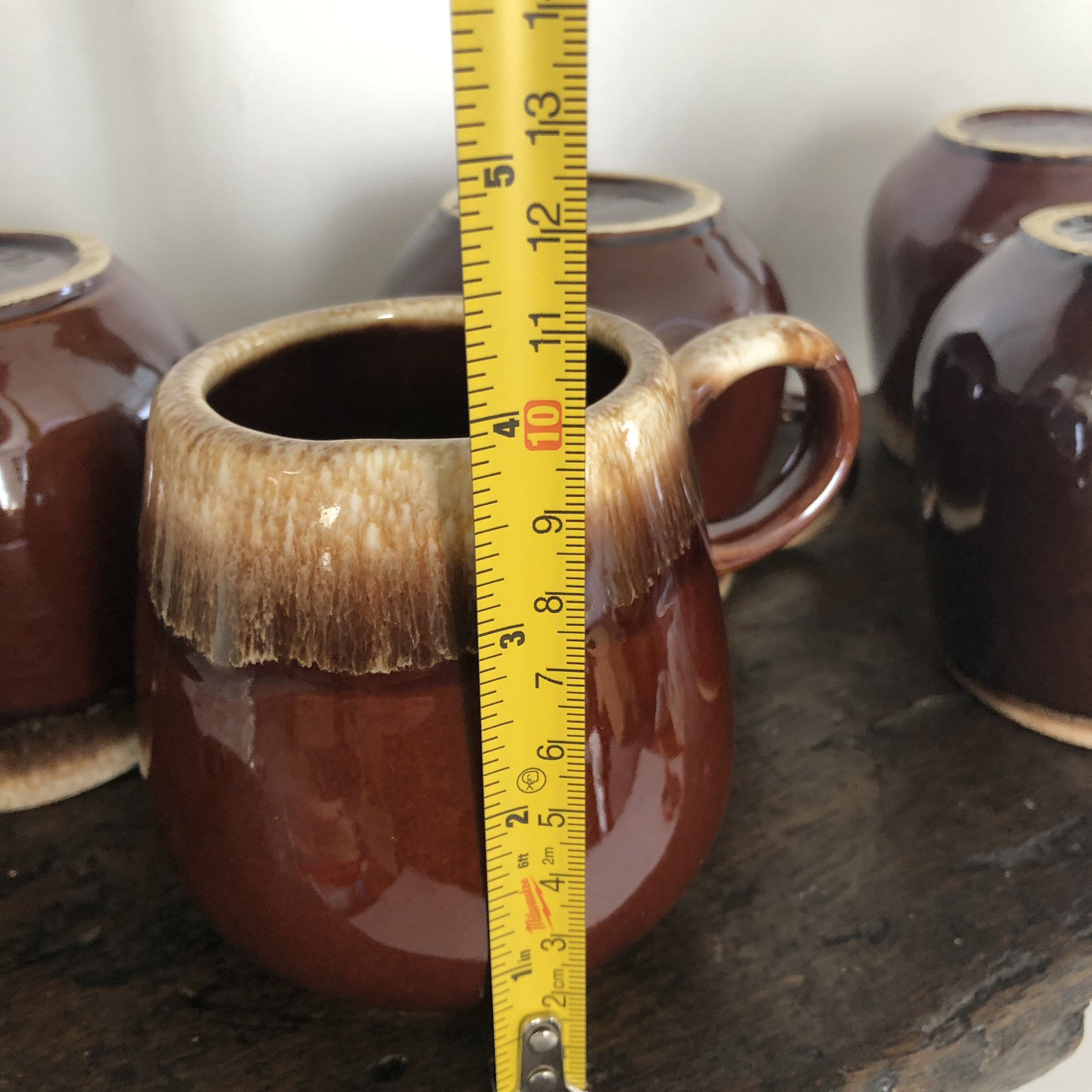 Coffee Mugs Set of 6 Mccoy Brown Drip Glaze Pottery Mugs Etsy