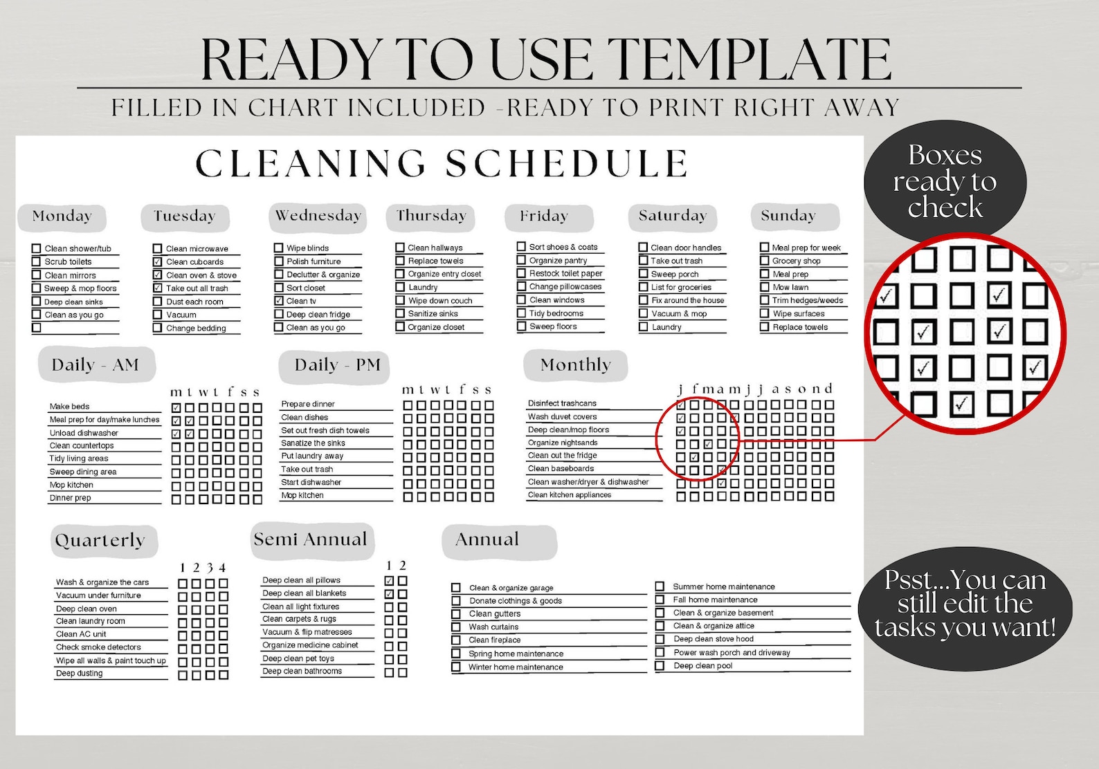 ADHD Chore Chart Adult Chore Chart for Adults Cleaning Checklist ...