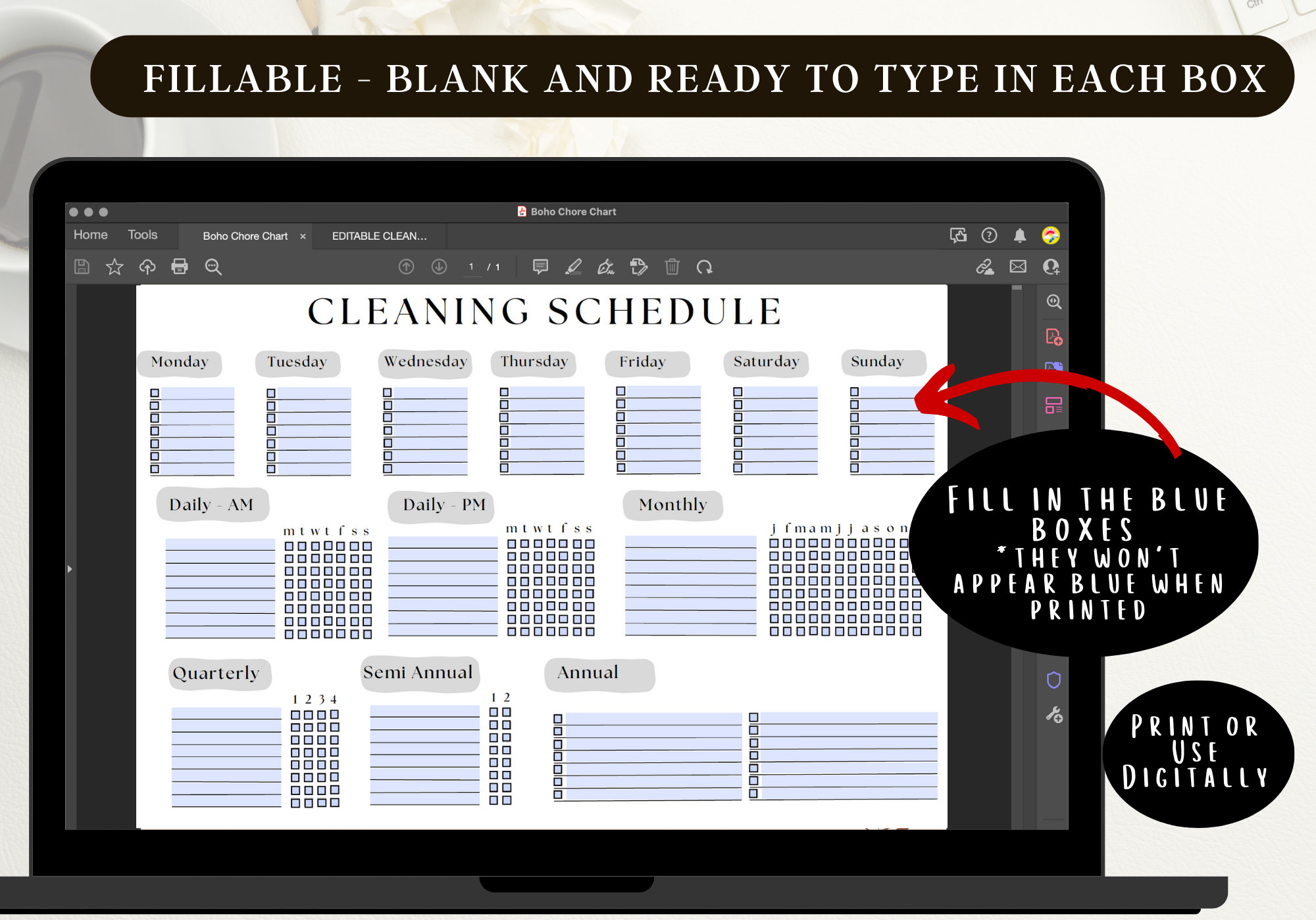 Adult Chore Chart for Adults ADHD Chore Chart Cleaning Checklist ...