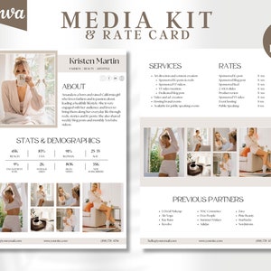 Media Kit Rate Card Template Canva Influencer Media Kit Template Blogger Templates Influencer Rates Social Media Kit Template UGC Media Kit
