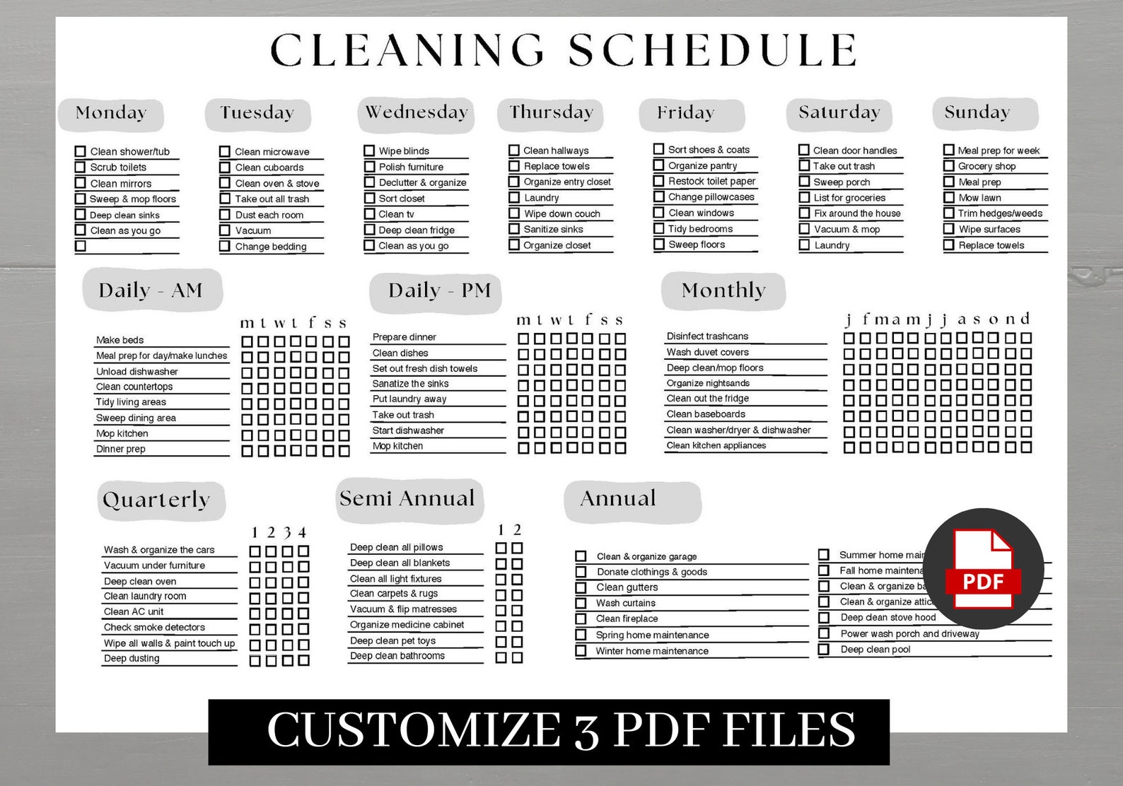 ADHD Chore Chart Adult Chore Chart for Adults Cleaning Checklist ...