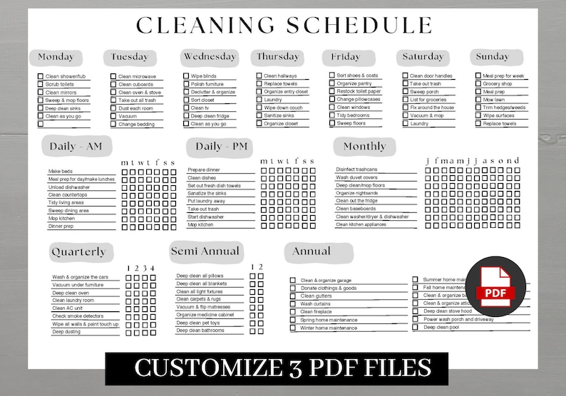 ADHD Chore Chart Adult Chore Chart for Adults Cleaning Checklist ...